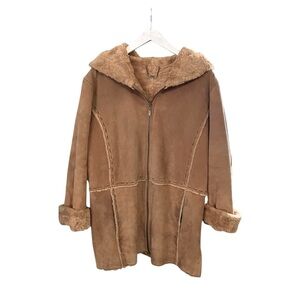 Vintage Winlit Genuine Suede Boho Teddy Jacket / Coat with Plush Lining